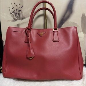 Prada Saffiano Leather red Tote Bag size large